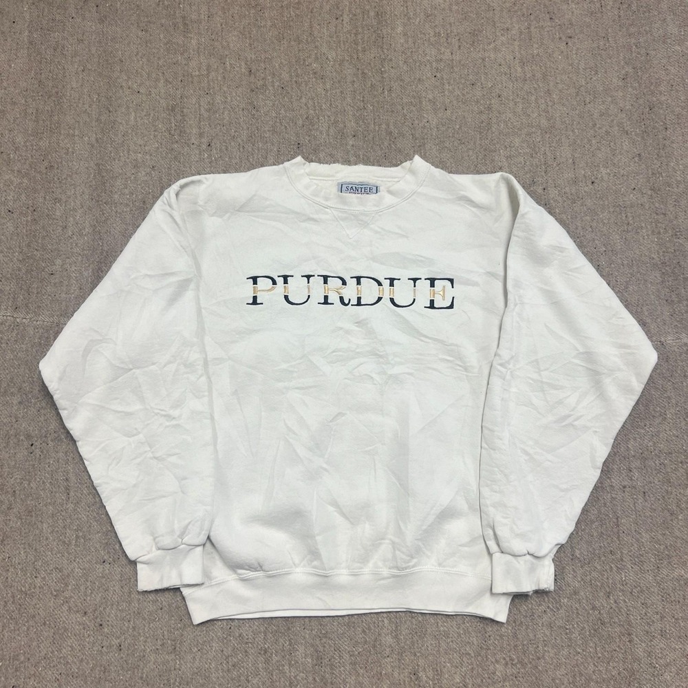 Vintage‎ Purdue University Sweatshirt Mens Medium White 1990s USA